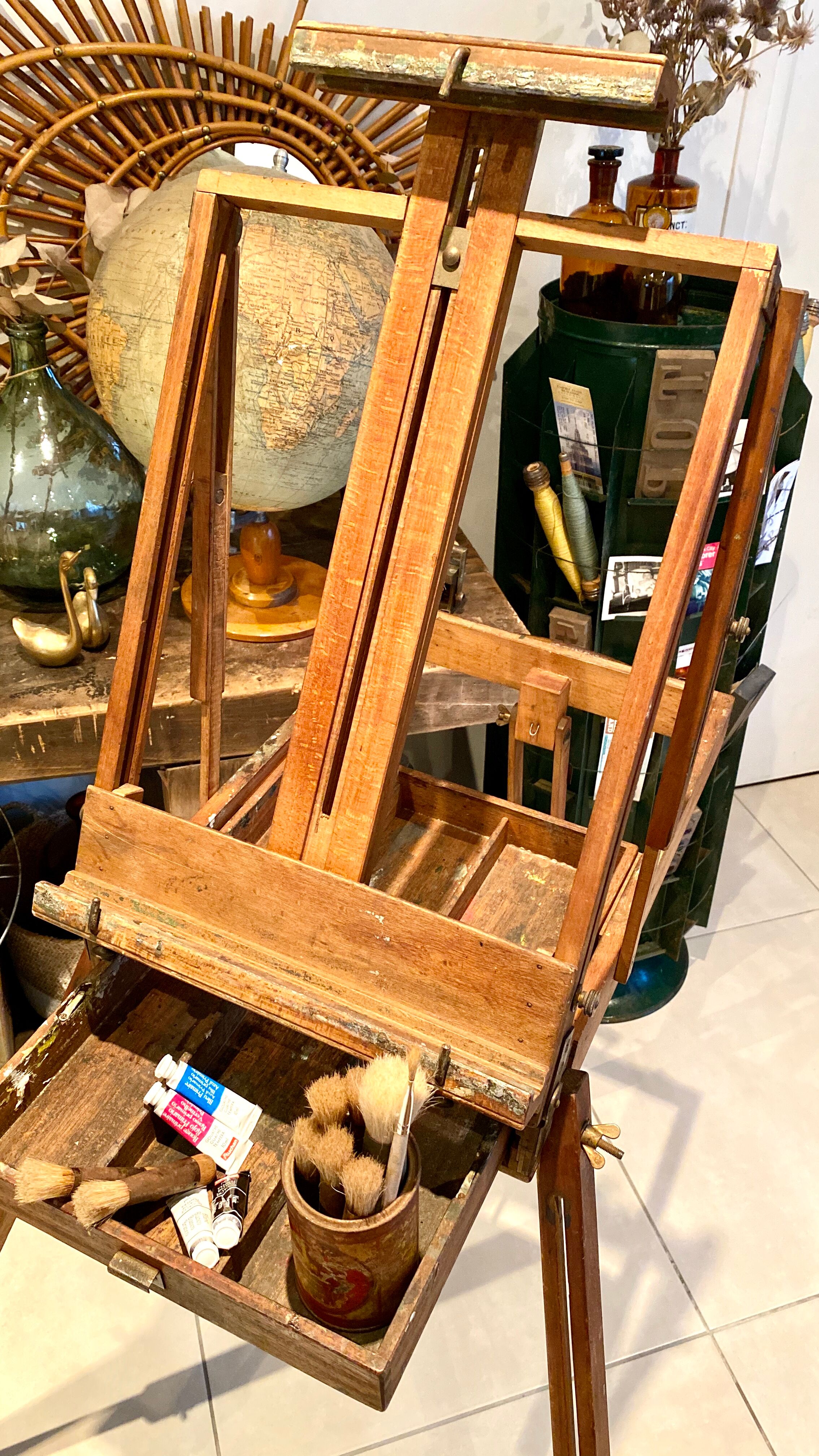 Old collapsible wooden painter's easel