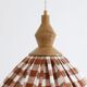 "Olga" pleated pendant light in terracotta check fabric and turned wood finish