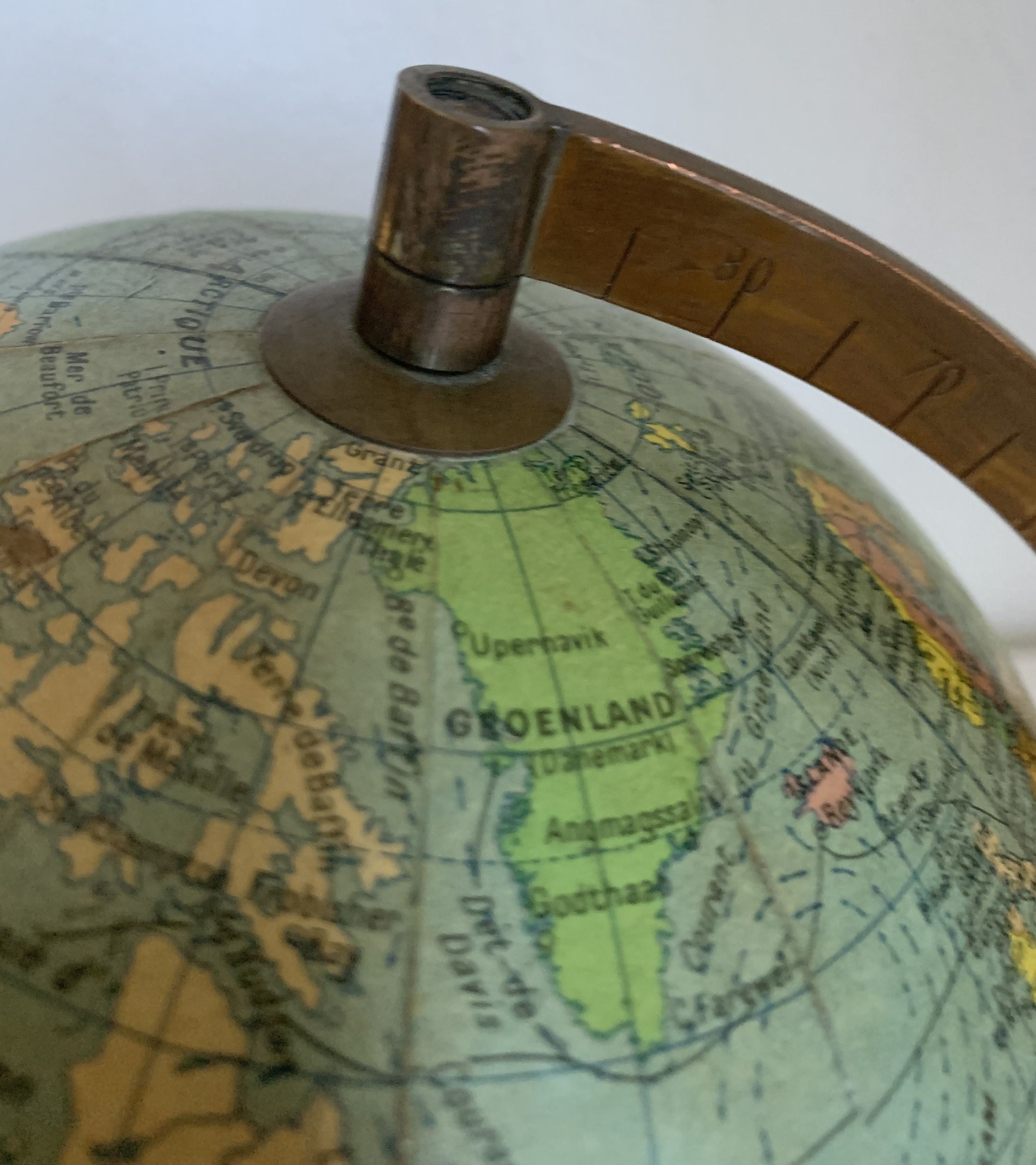 Vintage globe 1960 terrestrial Girard Barrère glass wood - 29 cm