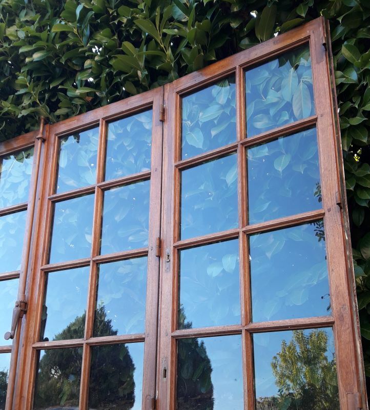 Glass window h141xl263 in oak 4 leaves