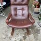 Scandinavian leather and wood armchair Kengu armchair Elsa & Nordahl Solheim- Rykken
