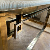 Belgo Chrom bed in gold metal and bronze mirrored headboard, 1970