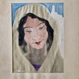 Paul Louis Beaumont (1863-1936) - Gouache sur papier - "Portrait de femme à Touggourt, Algérie"
