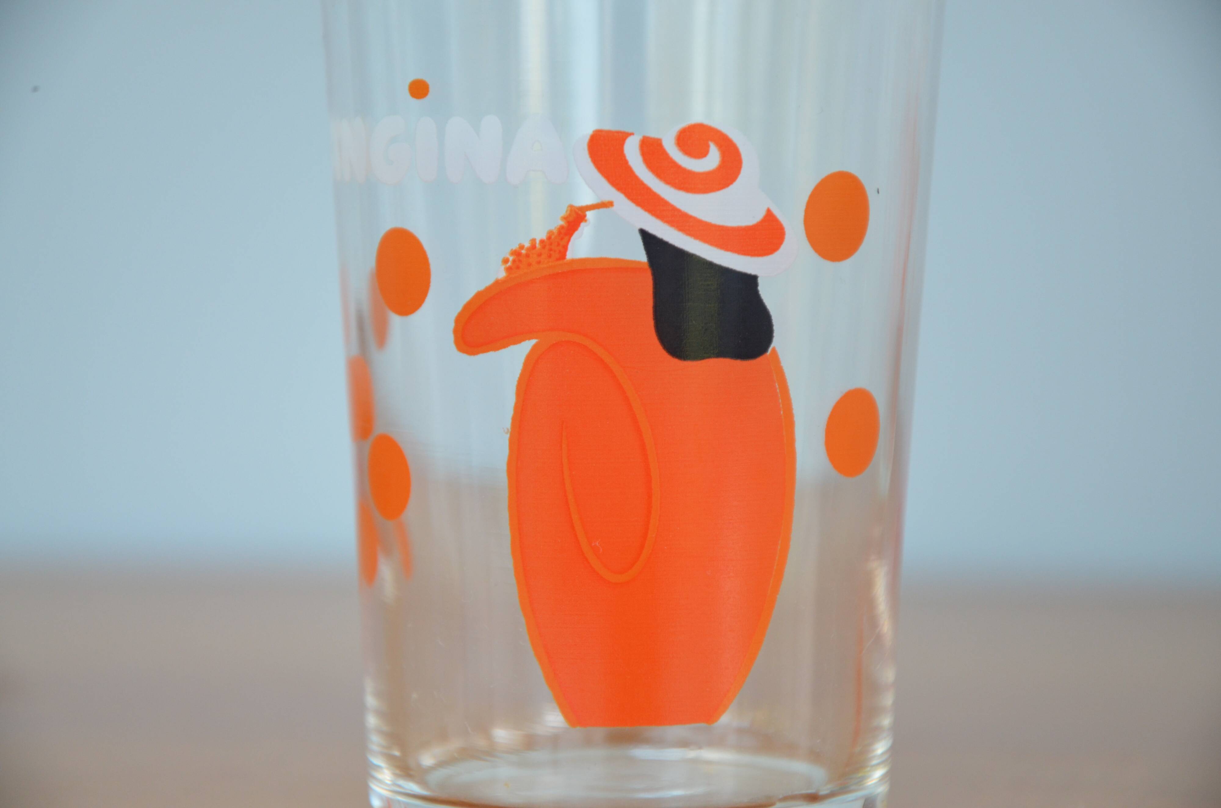 Lot de 6 verres à orangina, année 70