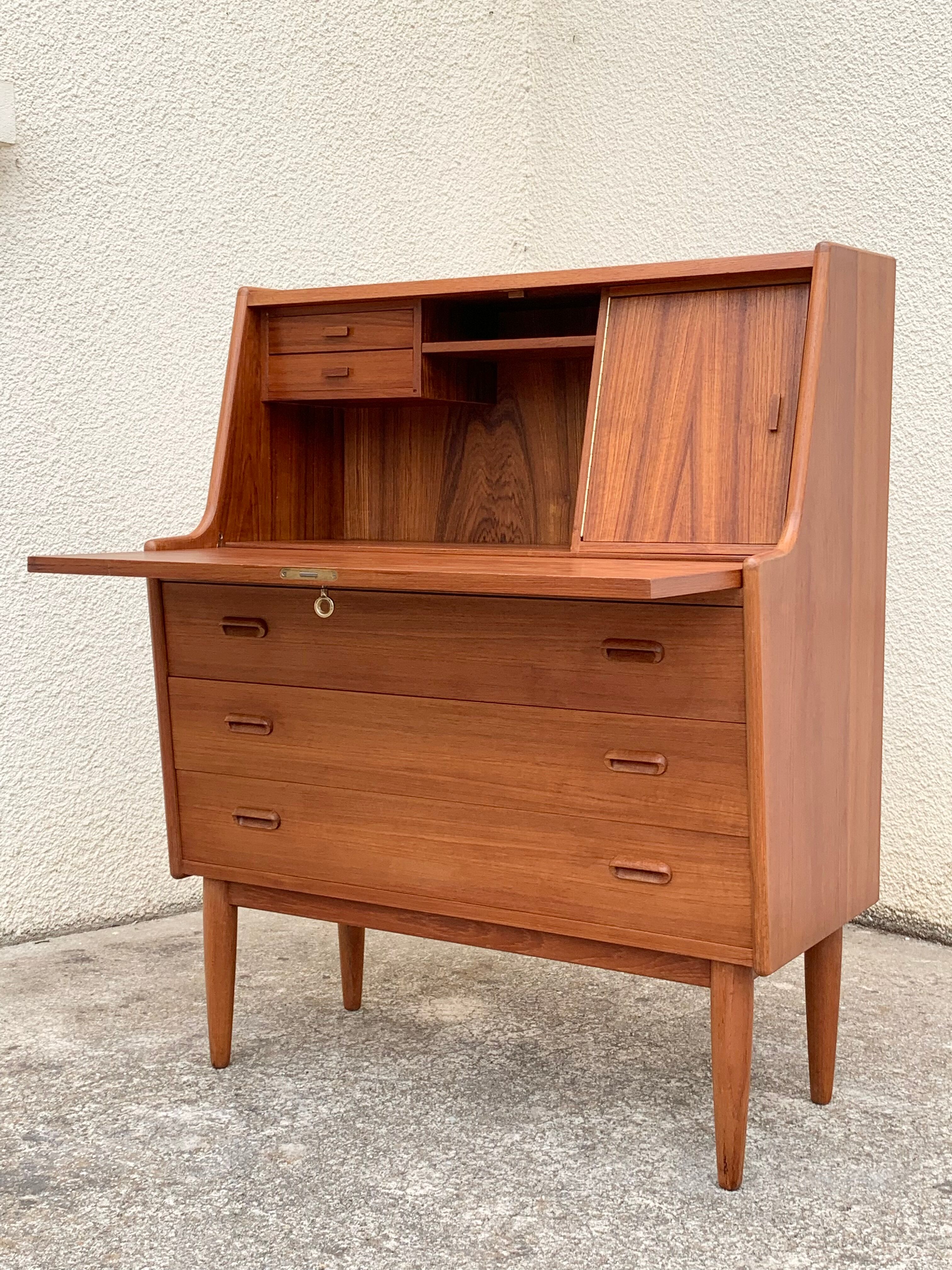 Secretary chest of drawers Teak by Arne Wahl Iversen for Falster Modelfabrik 1960