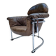 Leather armchair with tubular chrome frame, 1980s