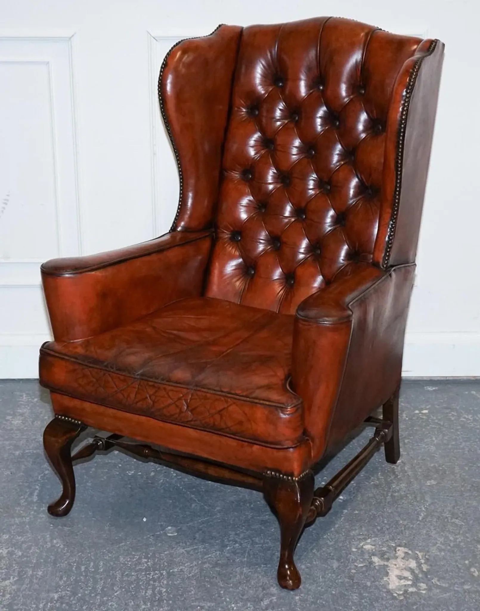 Chesterfield Wingback Armchairs with Flat Arms by William Morris, Set of 2