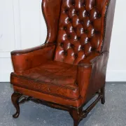 Chesterfield Wingback Armchairs with Flat Arms by William Morris, Set of 2