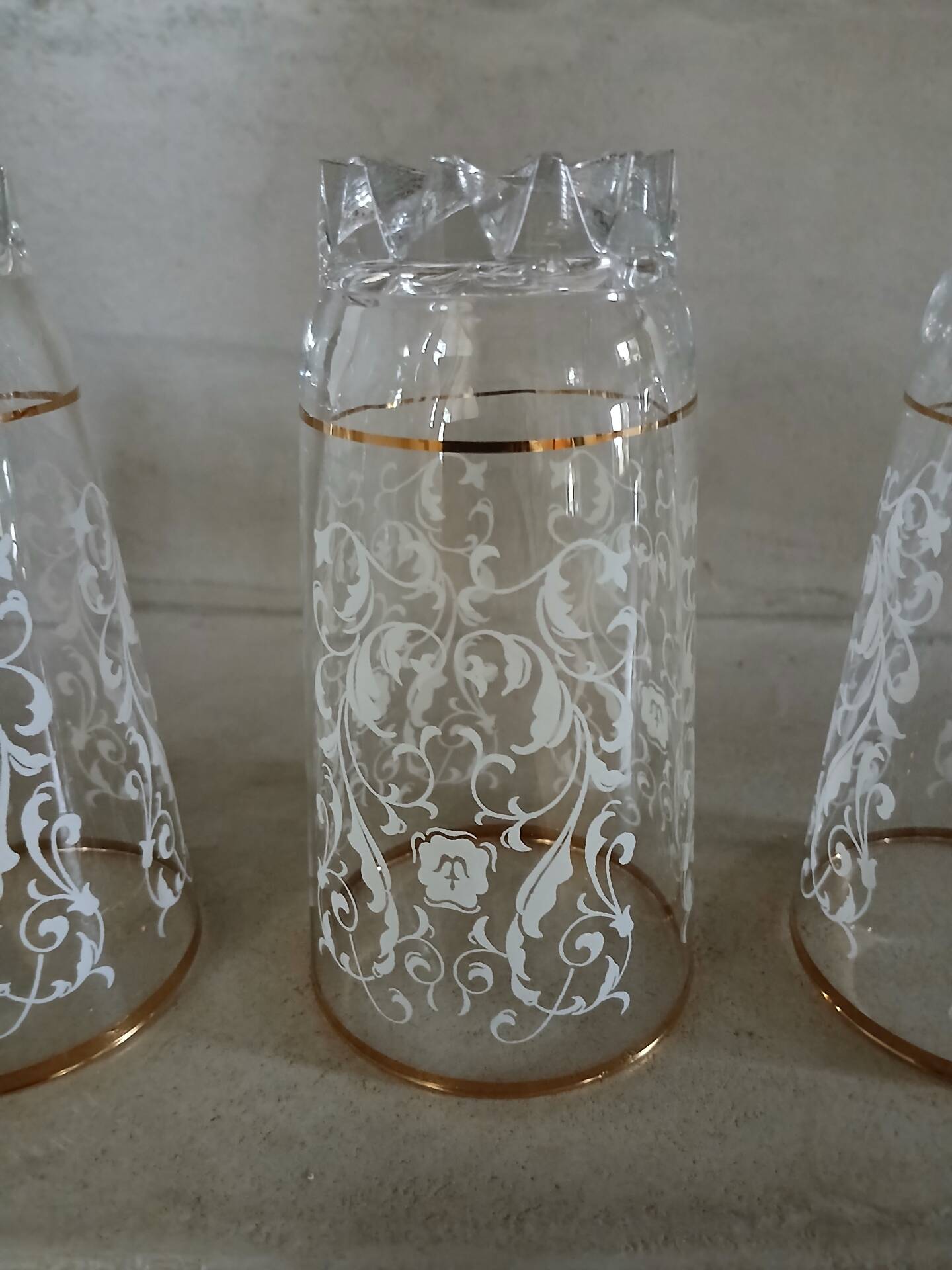 4 vintage water glasses