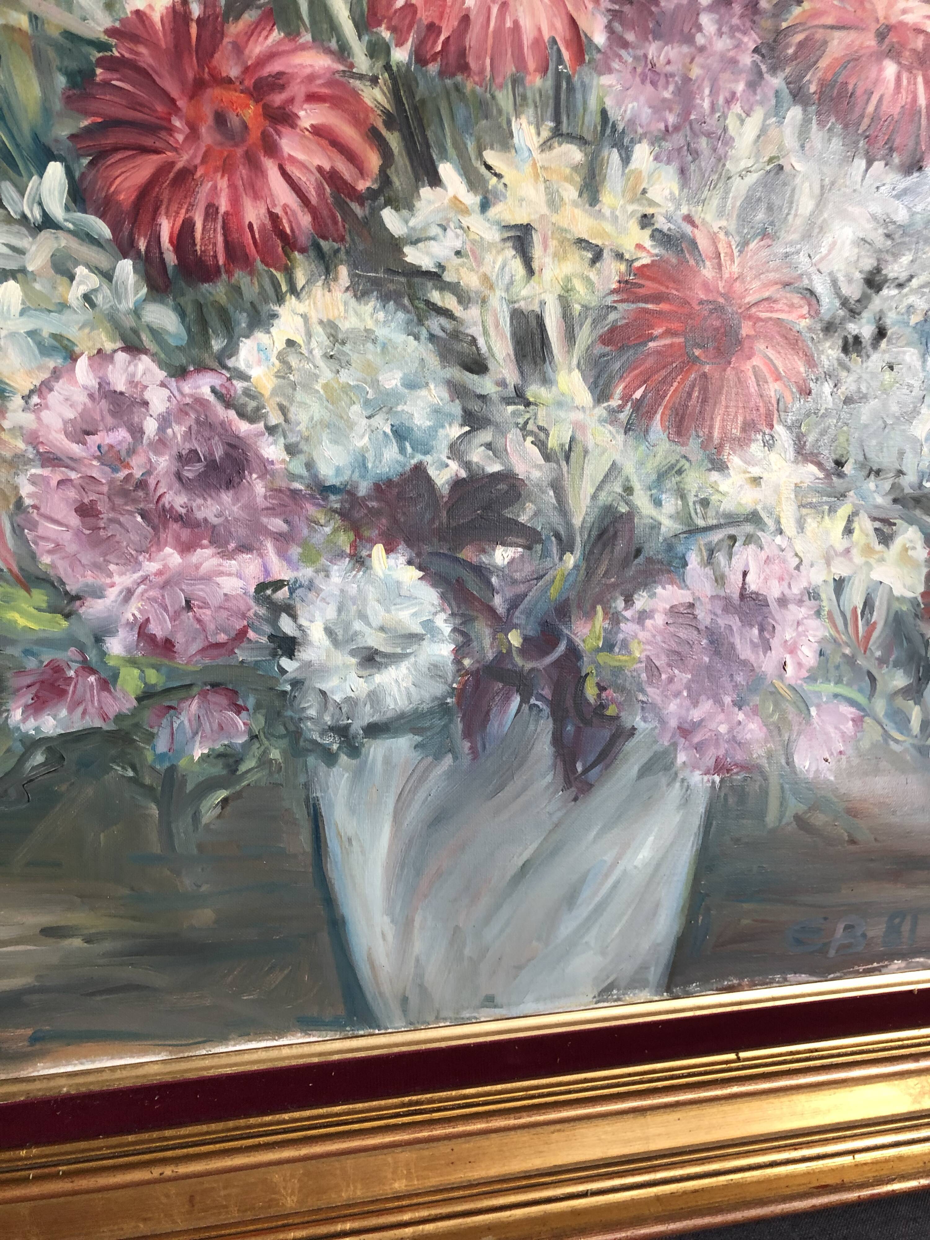 Oil on canvas, bouquet of flowers