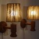 Paire d'applique vintage en bois et corde 1960