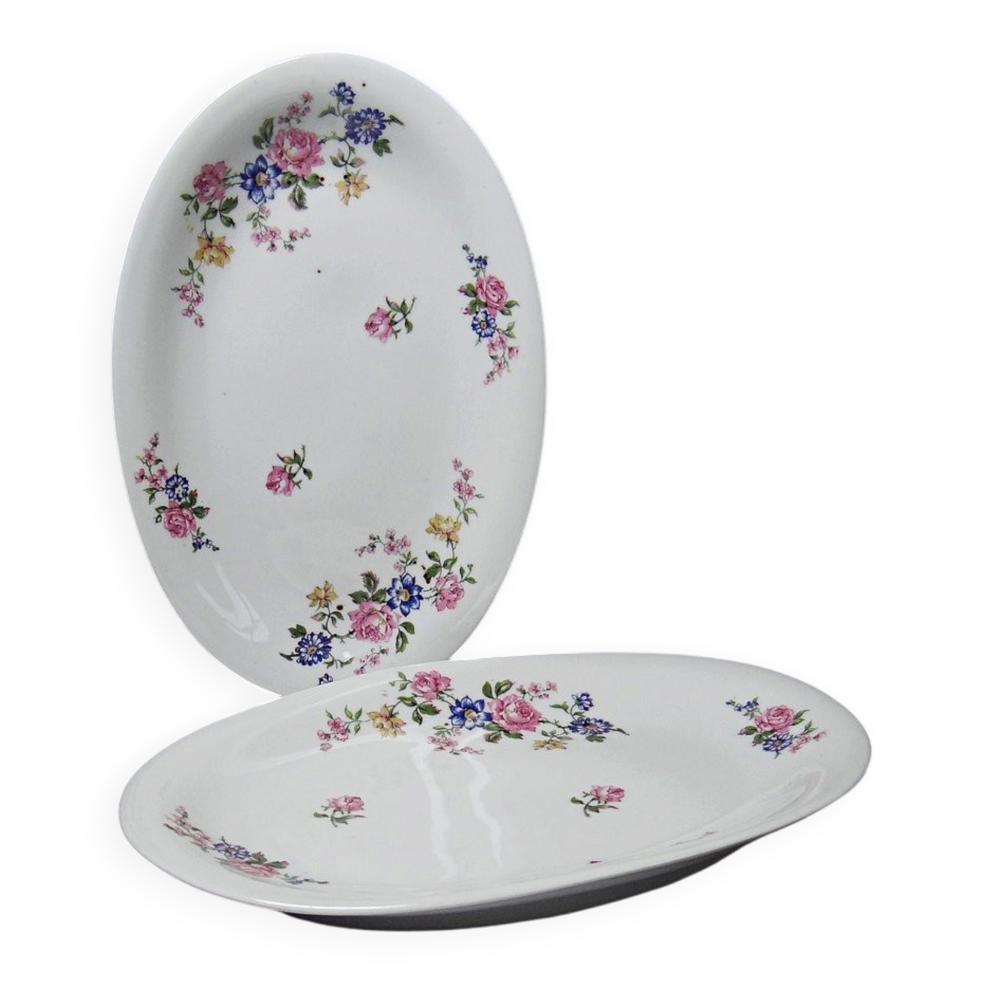 2 Bernardaud Limoges porcelain dishes with floral decoration from the 1920s to 1950s.