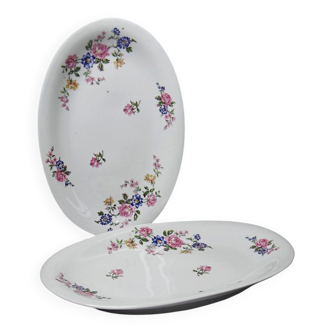 2 Bernardaud Limoges porcelain dishes with floral decoration from the 1920s to 1950s.