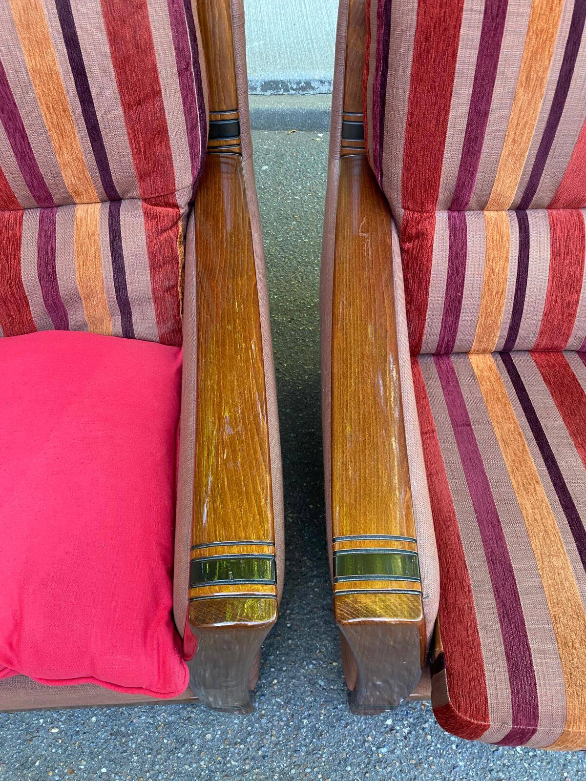 2 Art Deco inspired armchairs Cavel France 2000s