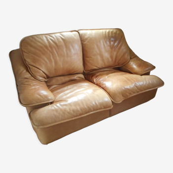 Vintage leather sofa Roche Bobois - extendable lounge seat