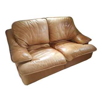 Vintage leather sofa Roche Bobois - extendable lounge seat