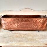 Large brass and copper planter, tray on 4 lion paw feet