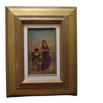 French School of the 19th Century, Attributed to Achille Deveria, Troubadour Scene, Oil on Panel