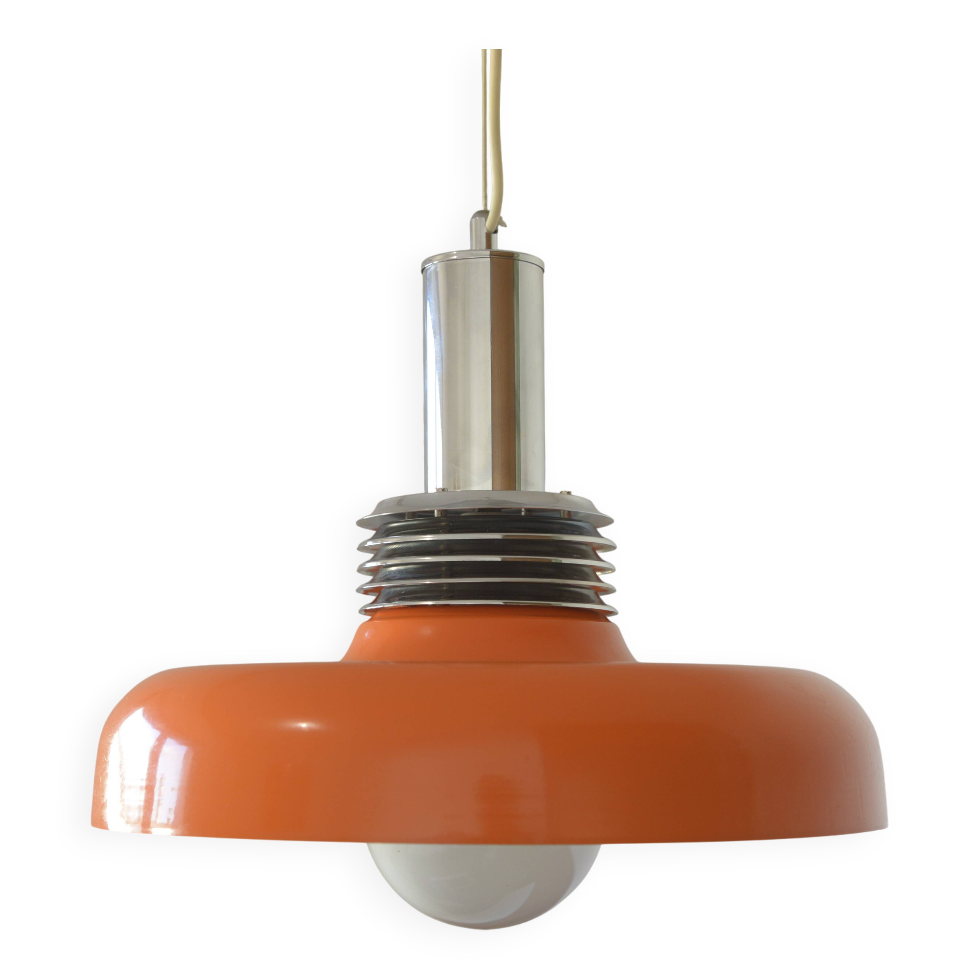 Vintage Orange Mid Century Modern Pendant Lamp Yugoslavia in the 1970's