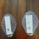 Pair of Art Deco shell wall sconces in frosted glass and brass.