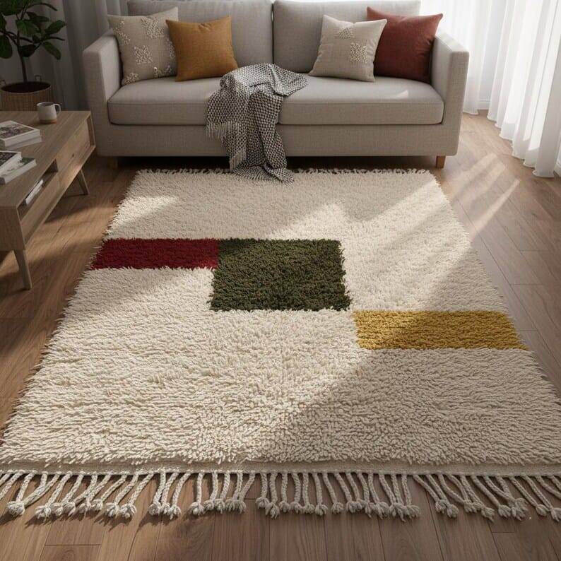Handmade pure wool rug, size 150 x 250 cm