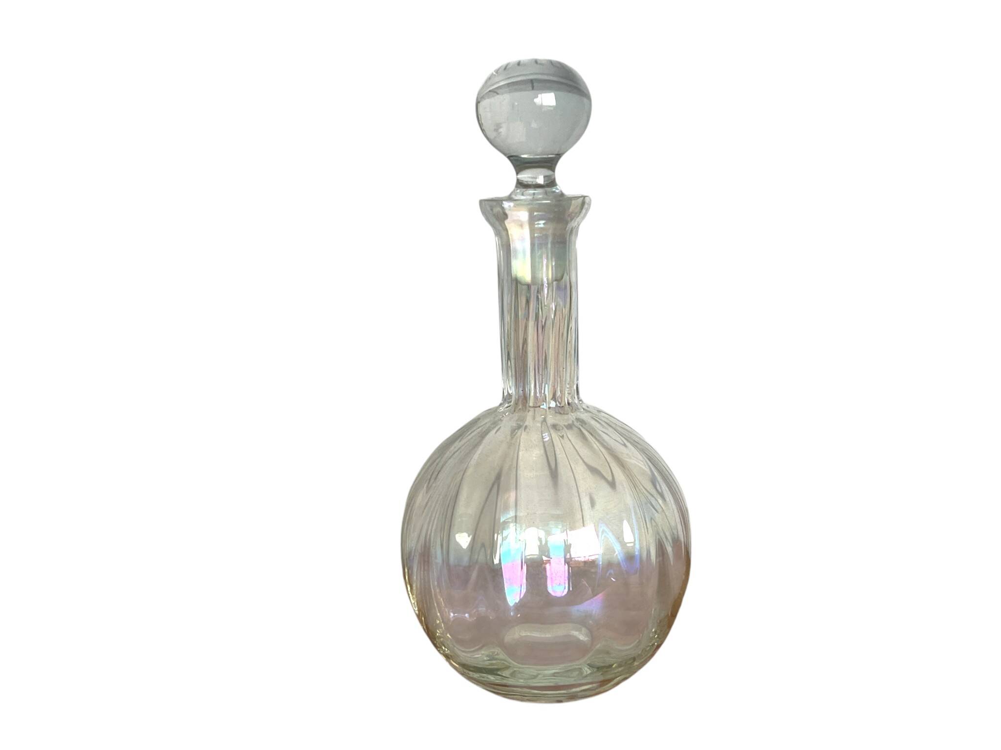Round iridescent glass carafe, 20th century