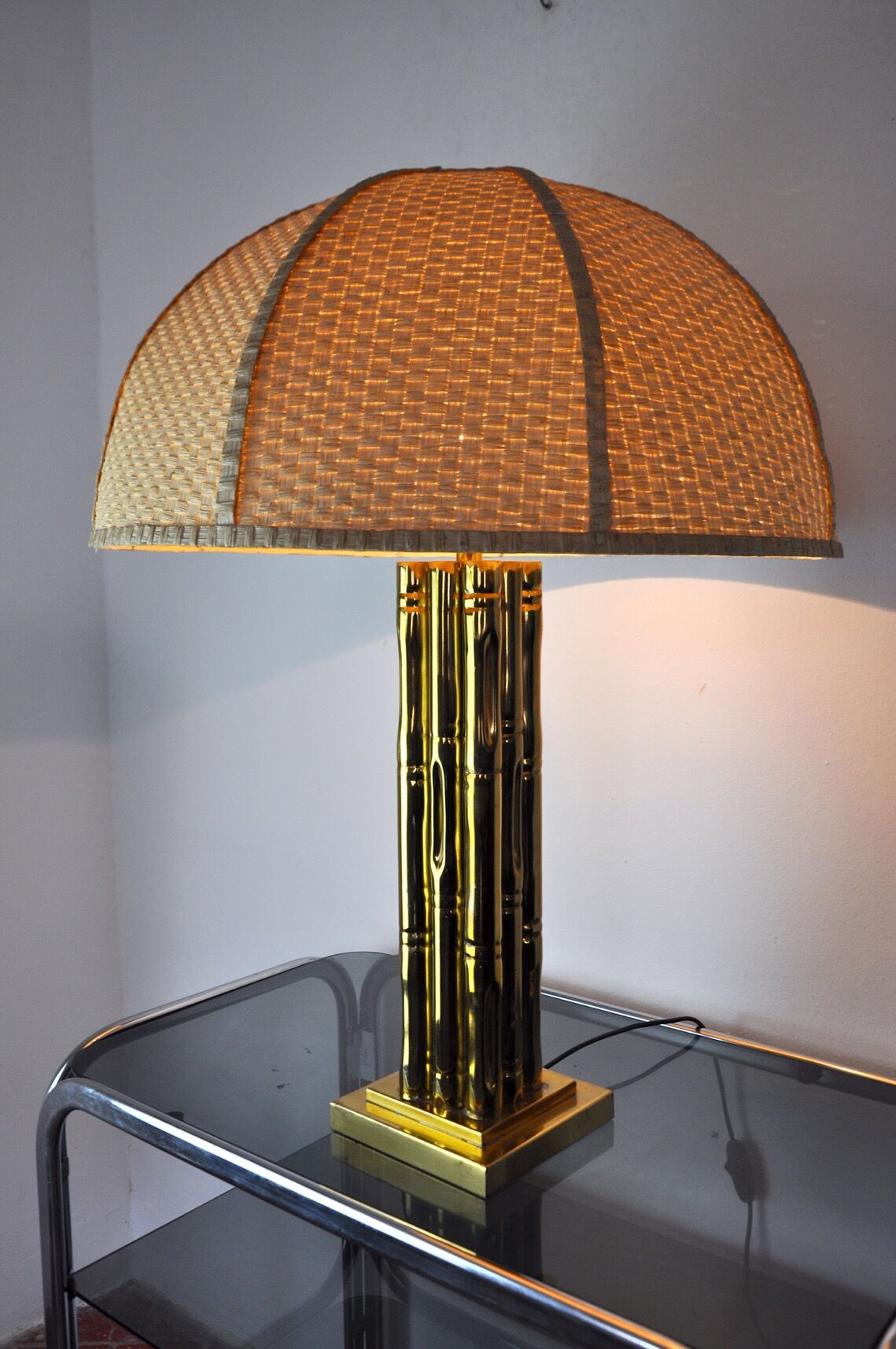 Faux bamboo brass lamp, France, 1970