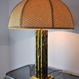 Lampe faux bambou en laiton, France, 1970