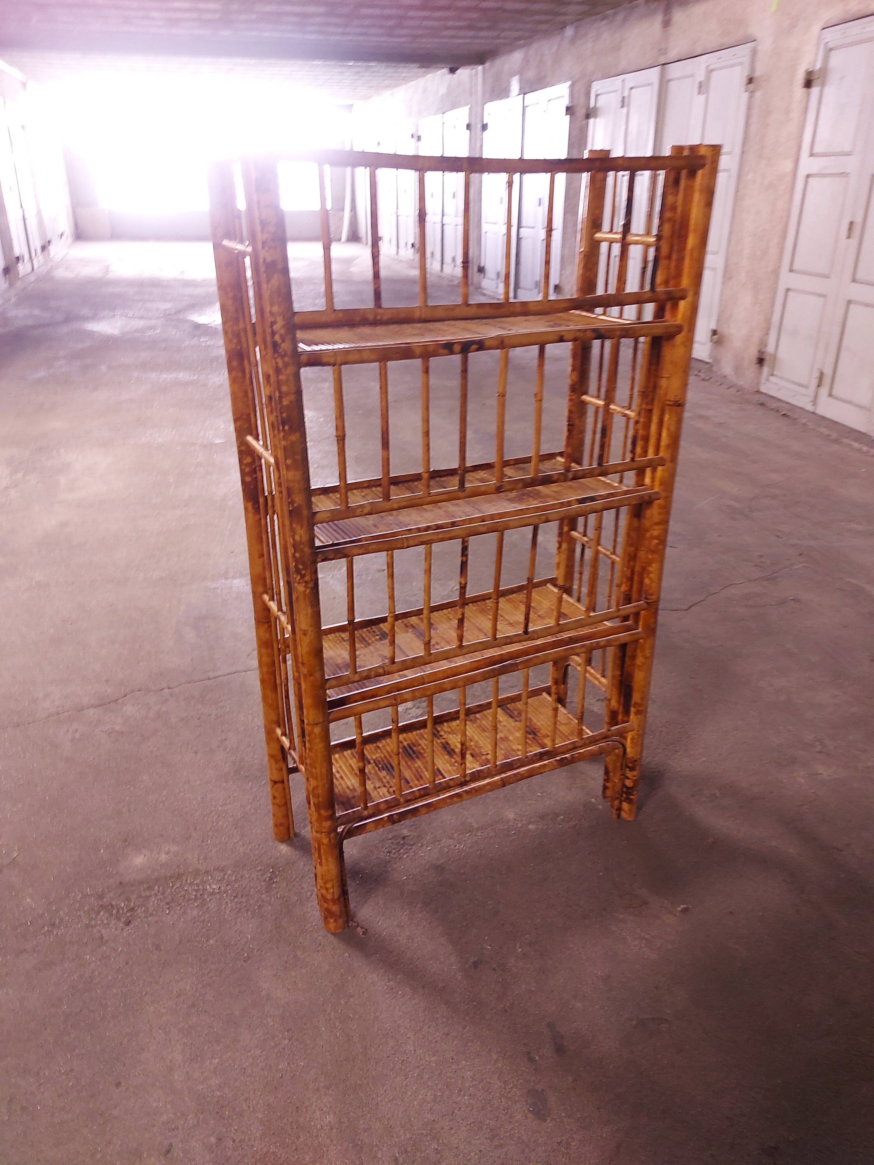 Vintage folding bamboo shelf