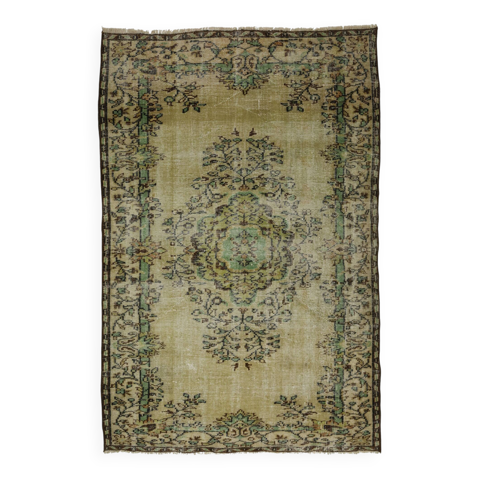 One-of-a-kind turkish handwoven vintage rug - rustic vintage charm 250x 157