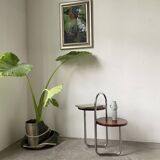 Bauhaus art deco console table in wood and chrome
