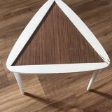 table basse tripode blanche et bois Arthur Umanoff