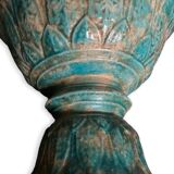Diabolo shaped cut in blue glazed ceramic