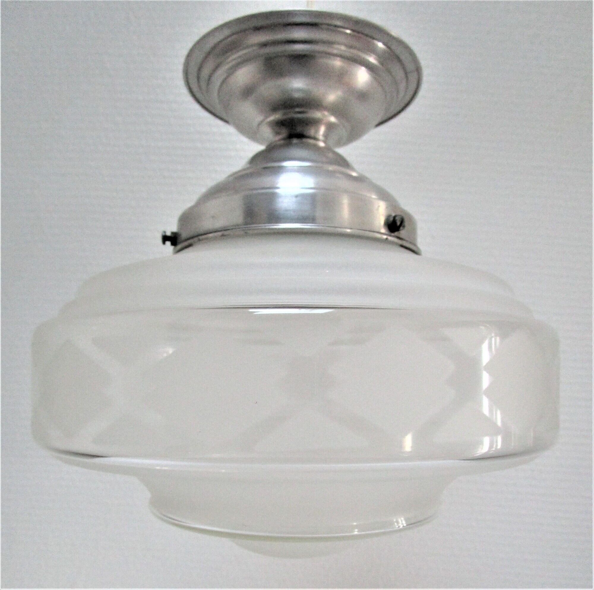 Ceiling lamp Art Deco frosted glass diamond decoration aluminum 30s