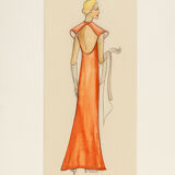 Art Déco Fashion Illustration IV, Gouache on Paper, 36 x 123 cm