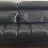 XXL black leather corner sofa