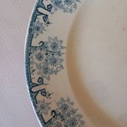Plat à gâteau en terre de fer Longwy "Marguerites"