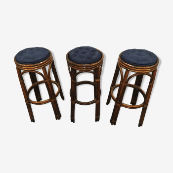 Lot of three rattan bar stools