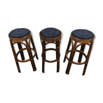 Lot of three rattan bar stools