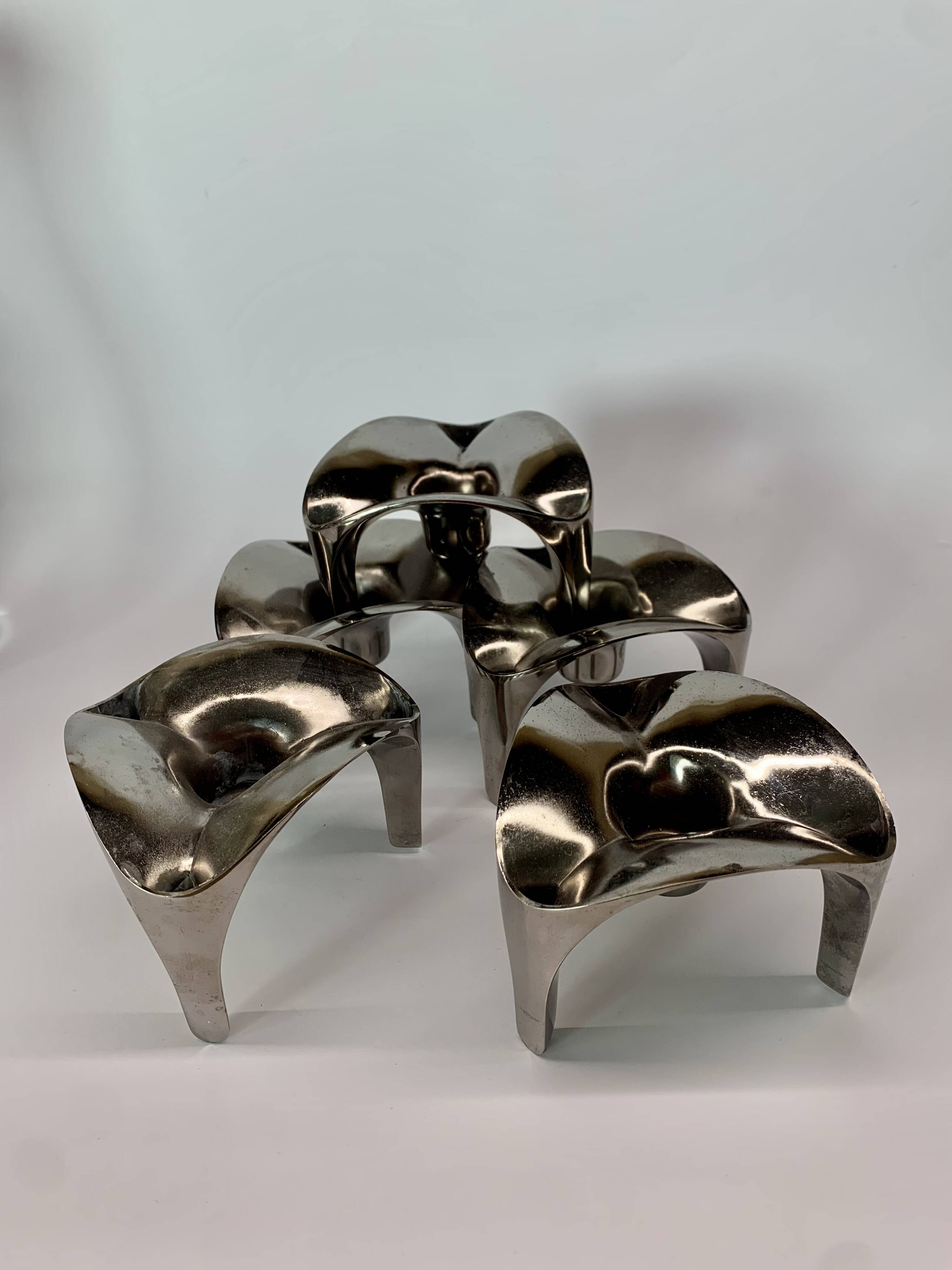 Stackable Candleholder set of 5, Germany 1970s