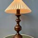 Vintage wooden table lamp with pleated shade