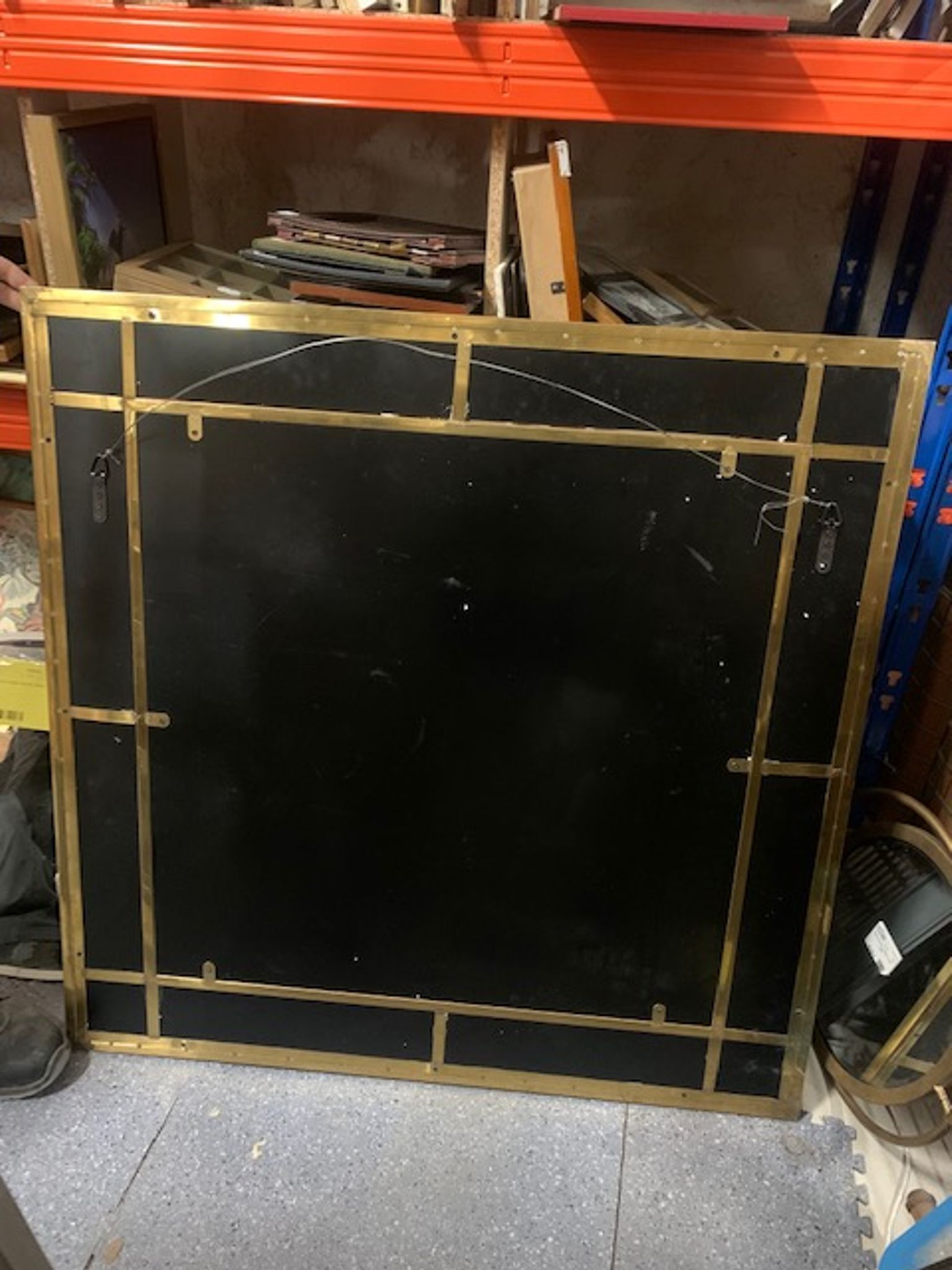 Mirror in brass and white veined black marble from the 70s