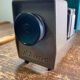 Vintage USSR slide projector in metal enamel blue and gray brand Optical study bulb