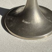 Vase soliflore vintage en métal gris à pied évasé H17 D6