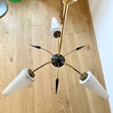 1960s tulip and spike chandelier with 3 lights
