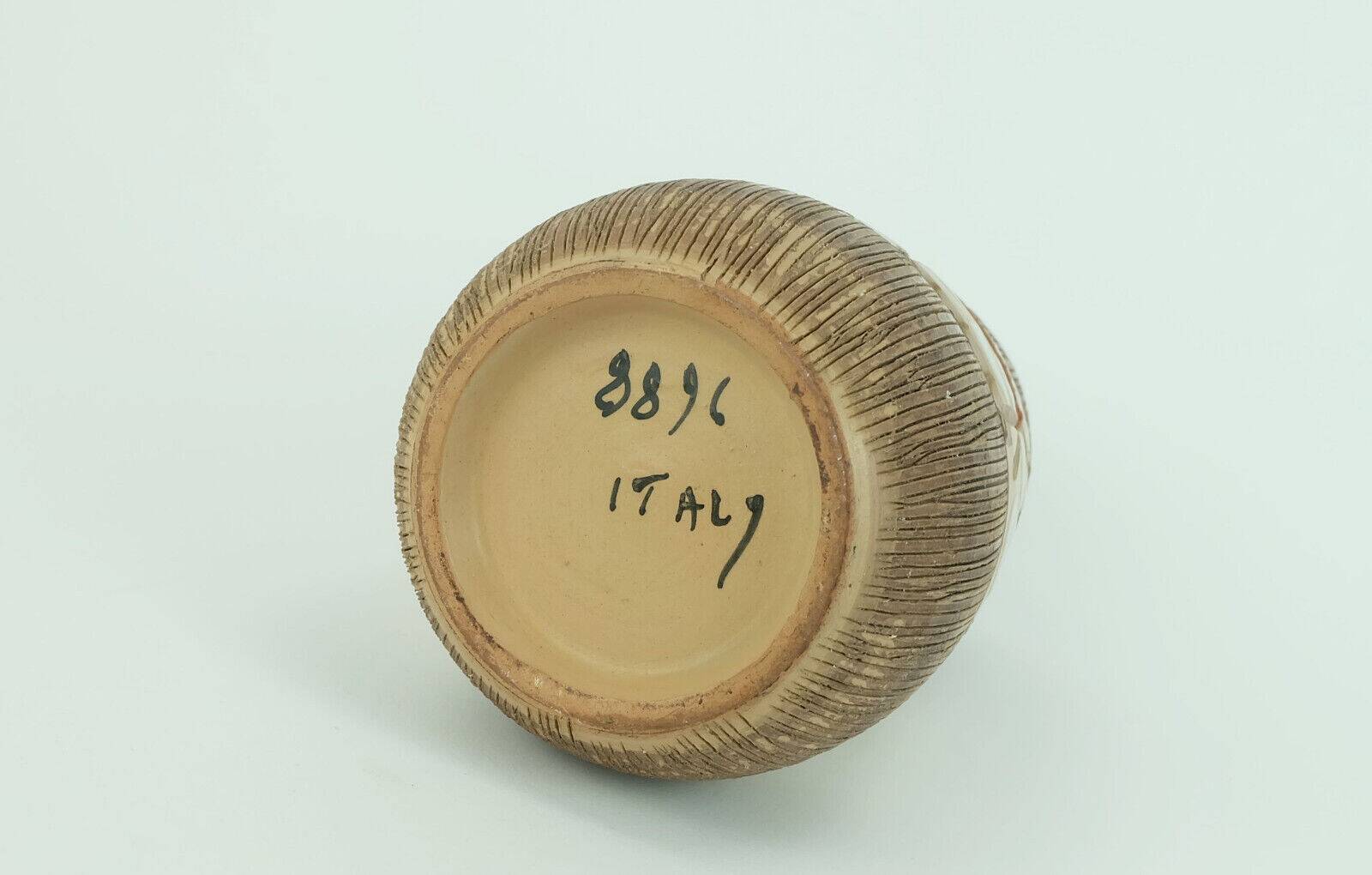 Italian mid century vase fratelli fanciullacci horse sgraffito decor rare glaze variation