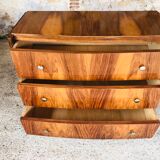 Art Deco chest of drawers in flambé walnut veneer circa 30's/ 40's