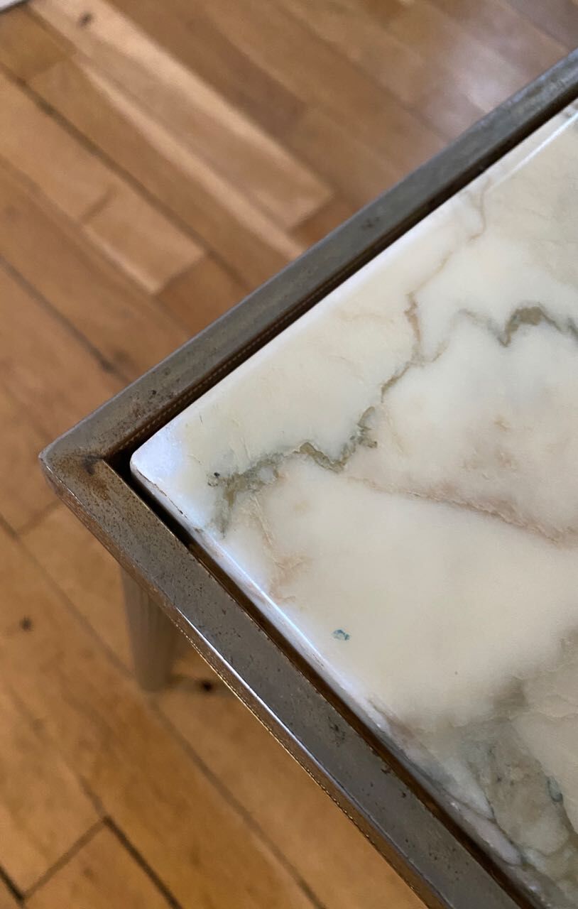 Marble and brass coffee table