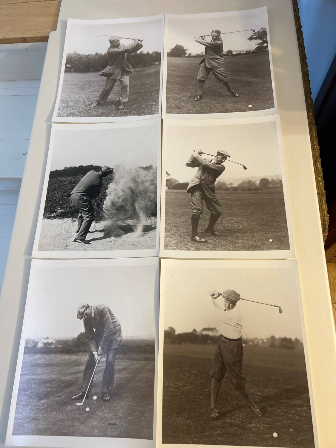 Ensemble de six photos authentique de golfeurs des années 1890 en noir et blanc