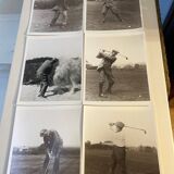 Ensemble de six photos authentique de golfeurs des années 1890 en noir et blanc